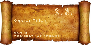 Kopcsa Milán névjegykártya