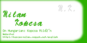 milan kopcsa business card